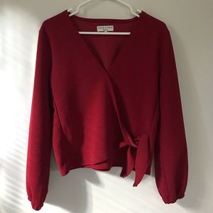 Madewell Texture & Thread Red Wrap Blouse